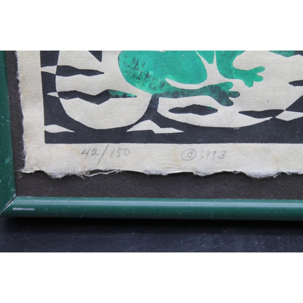 Karen Utter Bullfrog Signed Numbered Painting 1993 42/150 Washington PNW - Picture 5 of 12